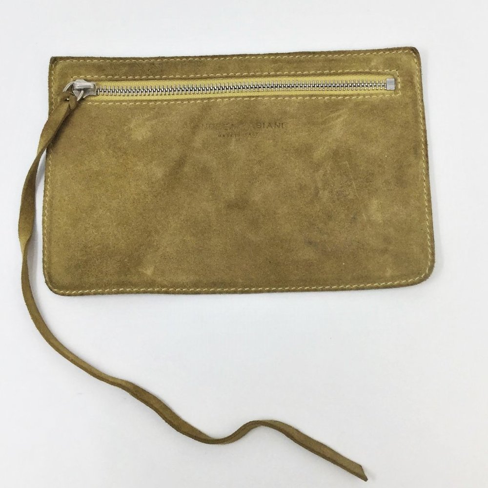 Andrea Mabiani Tan Suede Leather Zipper Pouch